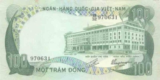 Paper Money of Vietnam of 100 Dong of 1972 issued.