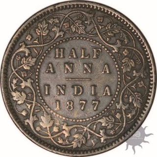 Copper Half Anna of Victoria Empress of Calcutta Mint of 1877.
