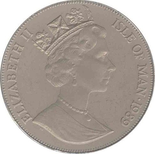 Cupro Nickle One Crown coin of  Elizabeth - II, Isle of Man 1989.