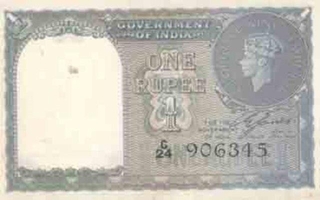 One Rupee of King George VI of India.