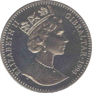 Cupro Nickle One Crown coin of  Elizabeth - II, Gibraltar 1994.