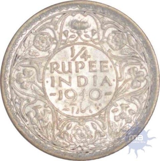 Silver Quarter Rupee of King George VI of Bombay Mint of 1940.