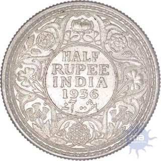 Silver Half Rupee of King George V  of Calcutta Mint of 1936.