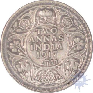 Silver Two Annas of  King George V of Calcutta Mint of 1917.