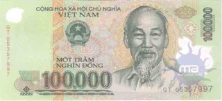 Paper money of Vietnam of 100,000 Dong.