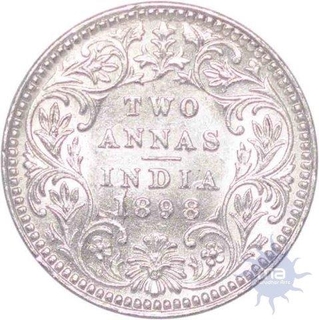 Silver Two Annas of Victoria Empress of Calcutta Mint of 1898.