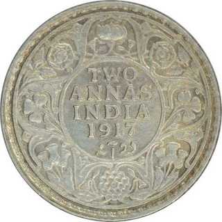 Silver Two Annas of King George V of Calcutta Mint of 1917.