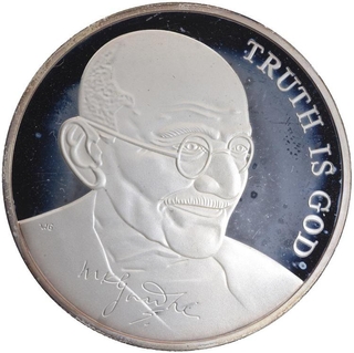 Silver Proof Coin of 500 Lira on Mahatma Gandhi issued by Malta in 2004
