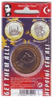 Aluminium Bronze Three Lira of Mustafa Kemal Ataturk of Turkey. 