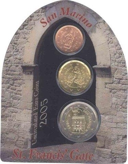 Set of Three Different Denominations of San Marino. 