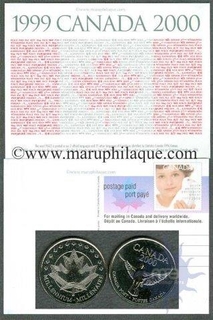 Canadian Millennium Coin & Stamp Set Issued by Canada in 1999-2000 for Millennium peace.