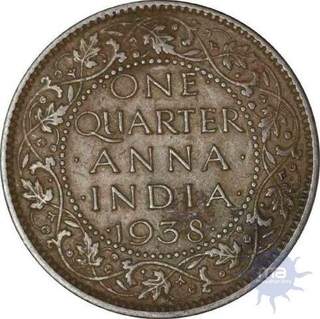 Copper One Quarter Anna of King George VI of Calcutta Mint of 1938.