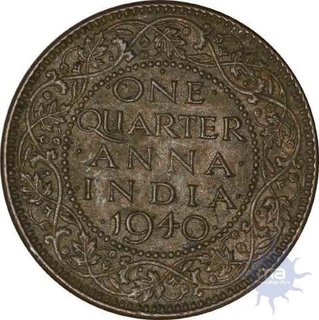 Copper One Quarter Anna of King George VI of Calcutta Mint of 1940.