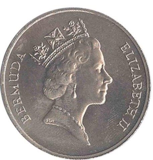 Cupro Nickle One Dollar coin of Elizabeth II of Bermuda of 1987.