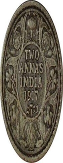 Silver Two Annas of King George V of Calcutta Mint of 1917.