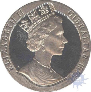 Cupro Nickle One Crown coin of Elizabeth II of Gibraltar of 1993.