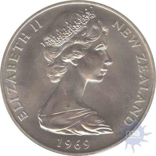 Cupro Nickle One Dollar of Elizabeth II of New Zealand of 1969.