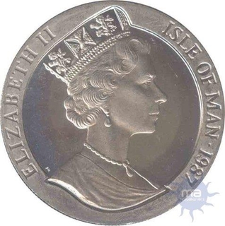 Cupro Nickle One Crown coin of Elizabeth II of Isle of Man 1987.
