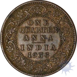 Copper One Quarter Anna  of King George V of Calcutta Mint of 1936.