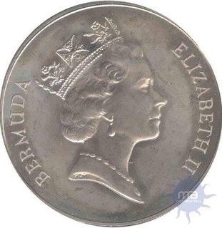 Cupro Nickkle One Dollar of Elizabeth II of Bermuda of 1985.