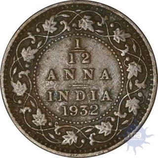 Bronze 1/12 Anna  of King George V  of Calcutta Mint of 1932.