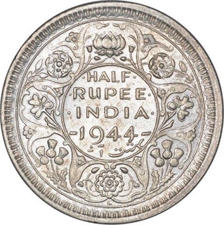 Silver Half Rupee of King George VI of Lahore Mint of 1944.