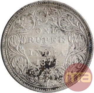 Silver One Rupee of Victoria Queen of Bombay Mint of 1874.