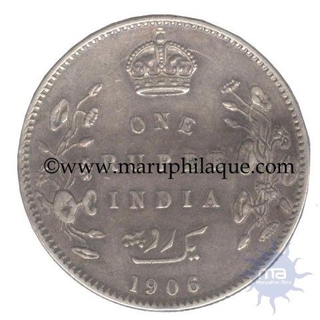 Silver One Rupee of King Edward VII of Calcutta Mint of 1906.
