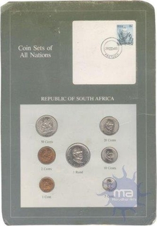 Set of All Nations Bi-Metal  Coins of One Cent, One Rand, Two Cent, Five Cent, Ten Cent, Twenty Cent, Fifty Cent of Republic of South Africa of the year of 1981-83.