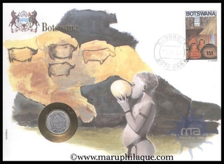 Botswana. 1976. Special Cover With Coin & Stamps with Special Cancellation. Cover, Coin & Stamp on Tribes Theme.