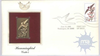 F.D.C. USA (Washington, DC). Issued Date 1992-June-15. "Hummingbird Costa's".