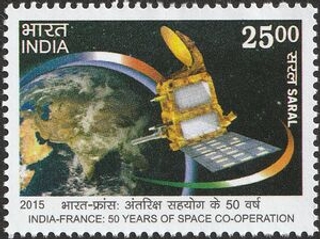 India-France Space Cooperation 50th Anniversary Mint Stamp Issued in 2015.