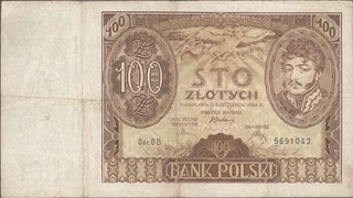 100 Zlotych Paper money of Poland. 