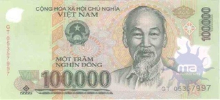 Paper money of Vietnam of 100,000 Dong.