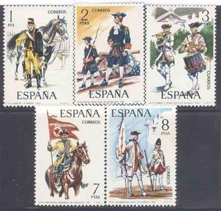 1974, Stamps of Spain, Set of 5 Stamps, Sc.No: 1824-1828.