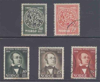 1945, Stamps of Norway, Set of 5 Stamps, Sc.No: 269-273.