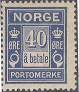 1922-23, Stamps of Norway, Set of 1 Stamp, Sc.No: J10.