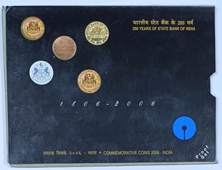 2006 Silver Proof Set 200 Years of State Bank of India Kolkata Mint.