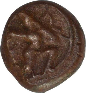 Copper Kasu Coin of Mangamma of Madurai Nayaks of Srivira Script.