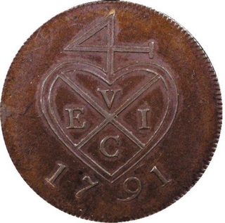 Rare Copper proof pice of Bombay presidency  AD 1791.