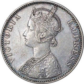 Silver One Rupee of Ganga Singh Bahadur of Bikanir with the name of Victoria Empress.