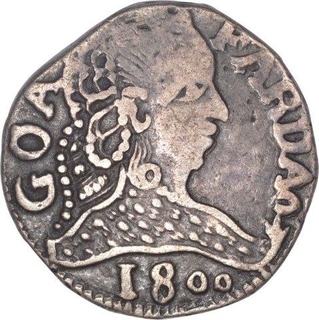 Silver Pardao Coin of Maria I of Goa of Indo Portuguese.