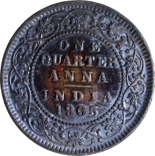 Copper One Quarter Anna Coin of King Edward VII of Calcutta Mint of 1905.