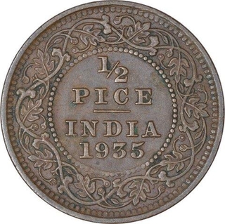 Bronze Half Pice of King George V of Calcutta Mint of 1935.