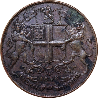 Rare Copper One Quarter Anna Coin of East India Company of Birmingham Mint of 1858 with Single Leaves.