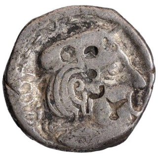 Silver Drachma of Western Kshatrapas of Rudrasena II.