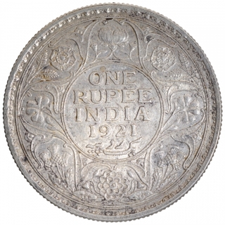 Silver One Rupee Coin of King George V of Bombay Mint of 1921.