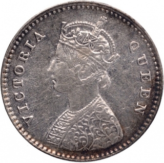 Silver Two Annas Coin of Victoria Queen of Calcutta Mint of 1862.