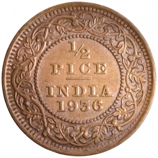 Bronze Half Pice Coin of King George V of Calcutta Mint of 1936.