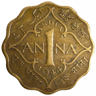Nickel Brass One Anna Coin of King George VI of Bombay Mint of 1944.